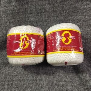 2 Crochet Thread South Maid 100% Mercerised COTTON #D-54 Color 001 WHITE Size 10
